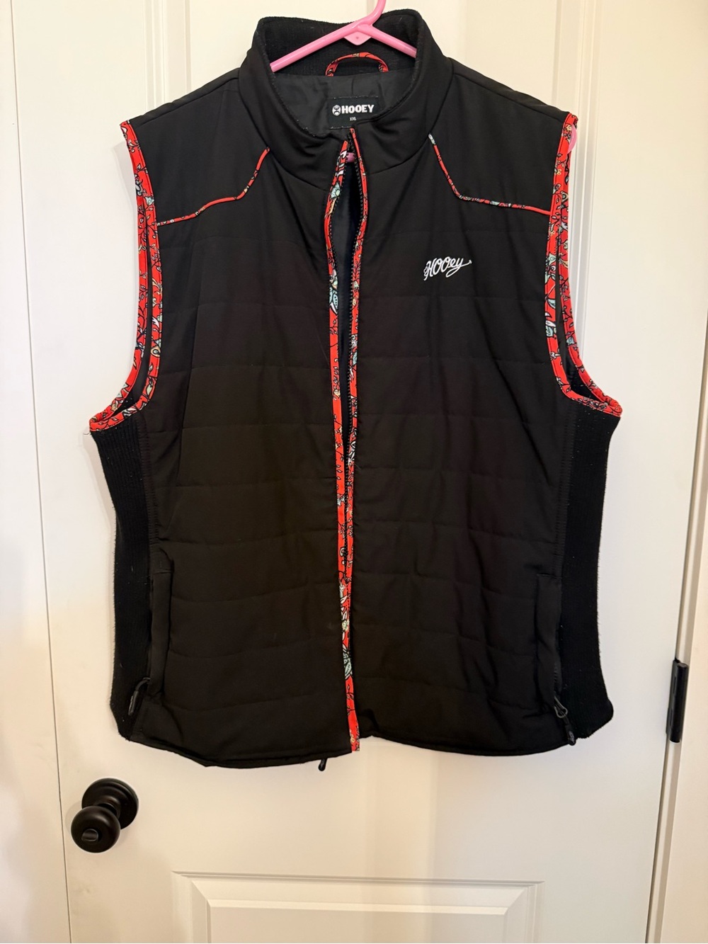 Hooey Women’s Black Quilted Vest with Red Trim
